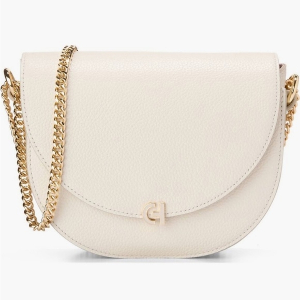 Cole Hahn Women's Evie Chain Saddle Bag in Ivory, NWT
